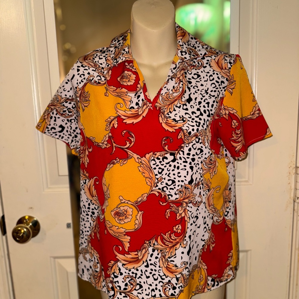 Vibrant Red and Yellow Shirt